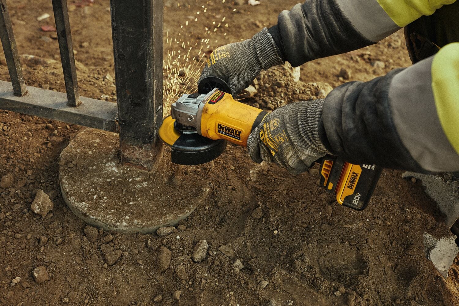Man cutting with grinder