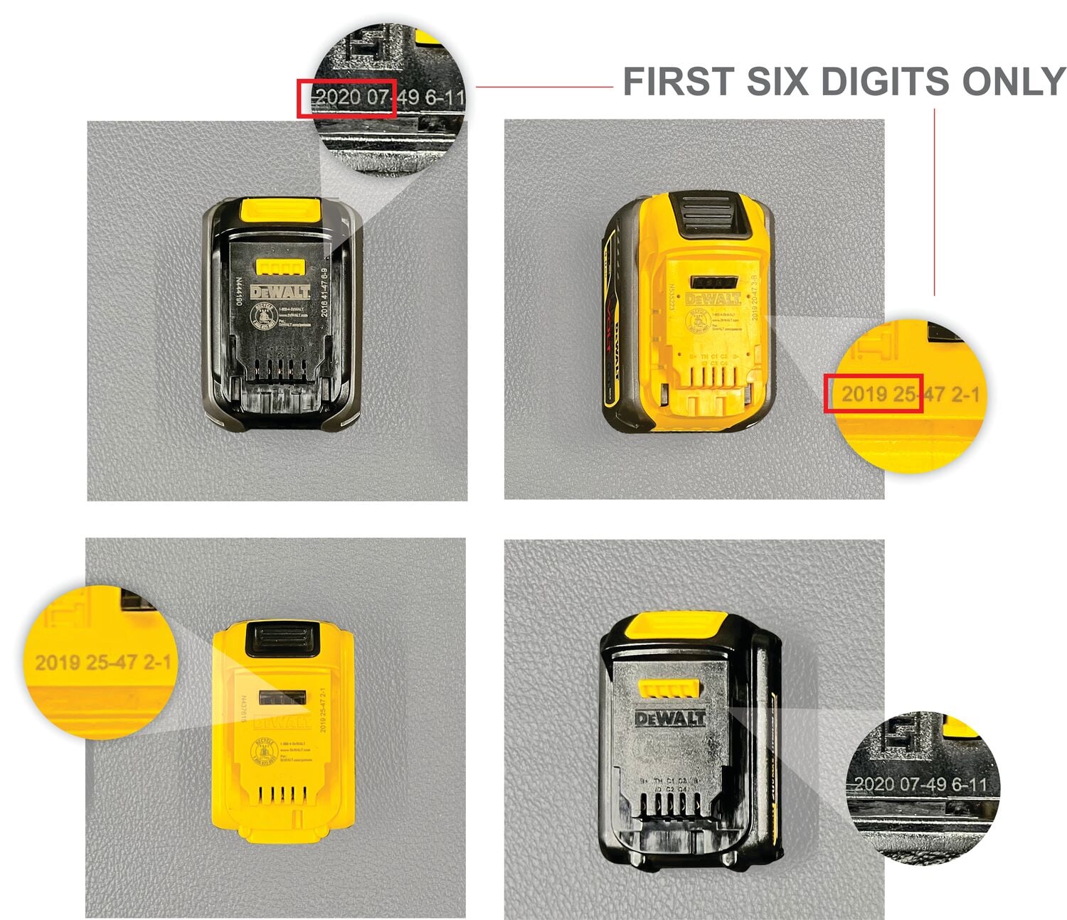 Graphic showing how to locate the date code for Batteries.