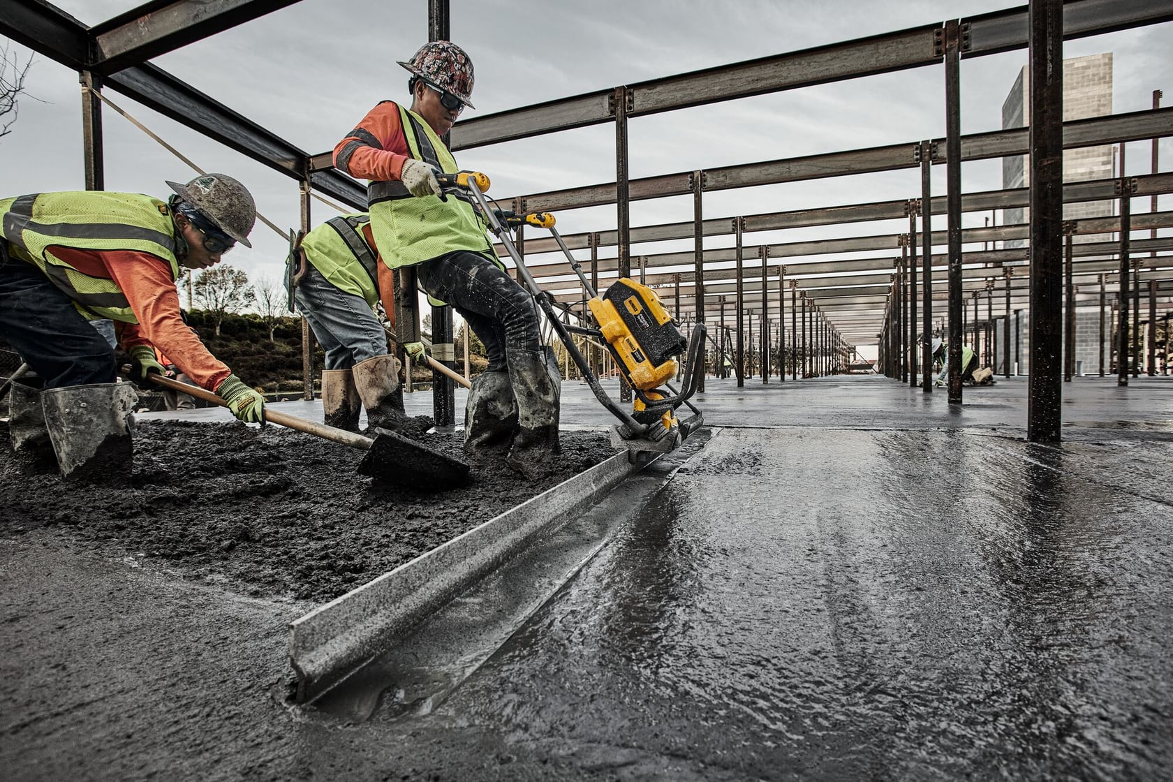 Man operating screed